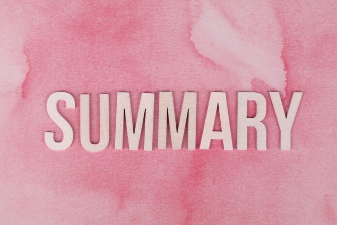 Summary Text on a Pink Surface