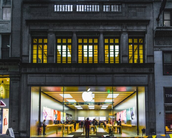 The Apple Store in a Gray Building