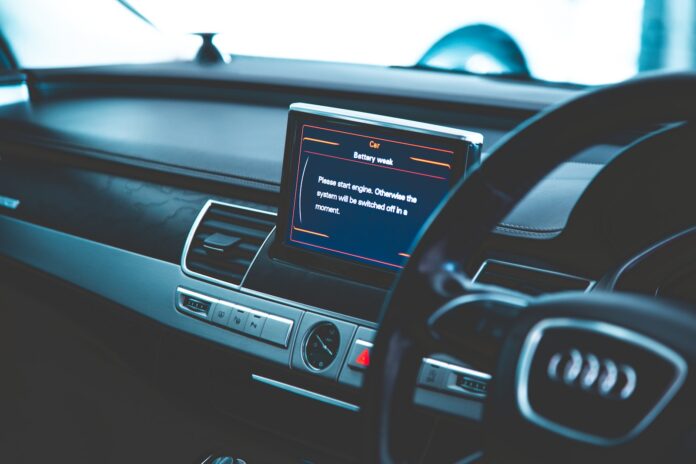 Black Car Monitor on Dashboard