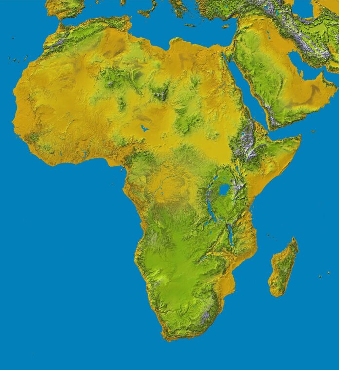 africa, map, land