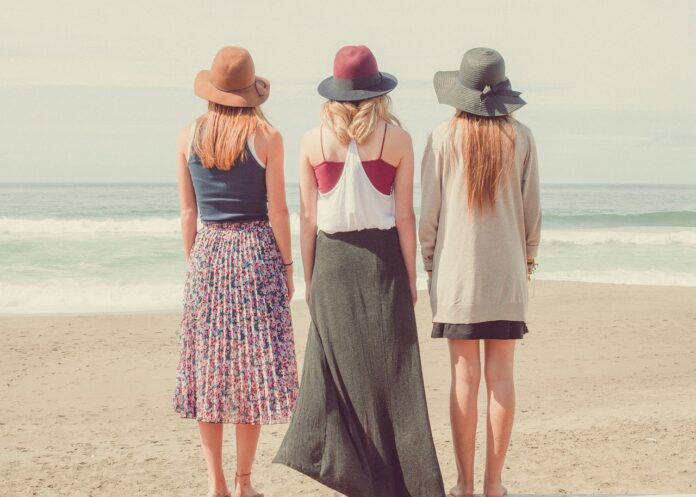 beach, women, shore