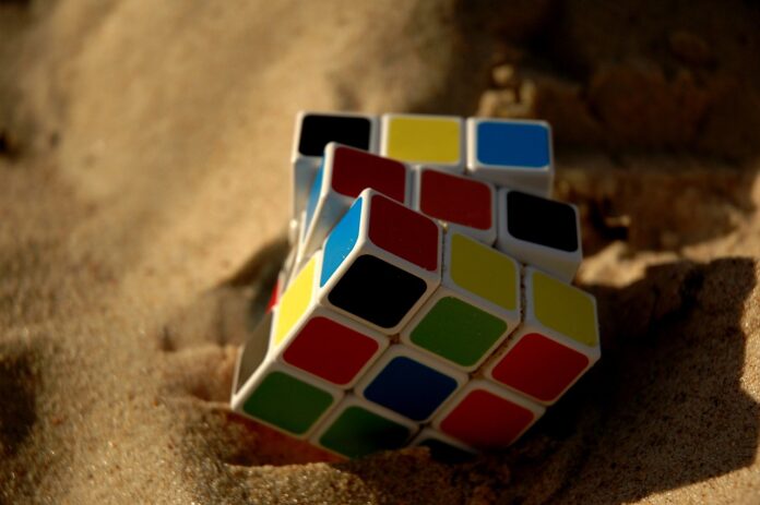 rubik cube, game, sand