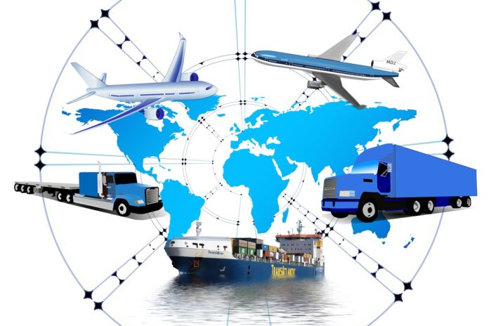 logistics, truck, cargo ship