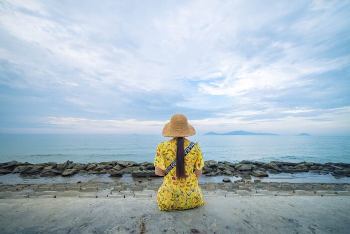 girl, beach, ocean