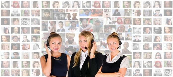 call center, headset, woman